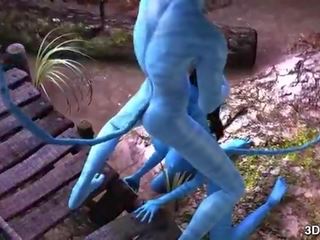 Avatar 女神 肛門 性交 由 巨大 藍色 putz