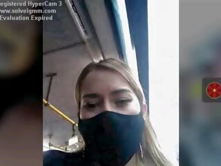 Mademoiselle on a Bus films Her Tits Risky, Free sex video show 76