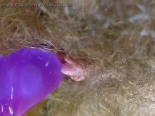 Häschen vibrator test masturbation pov nahansicht errichtet groß klitoris feucht orgasmus haarig muschi